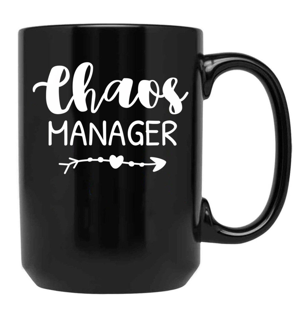 Chaos Manager Chaos Coordinator Black Coffee Mug, Gift Coffee Mug