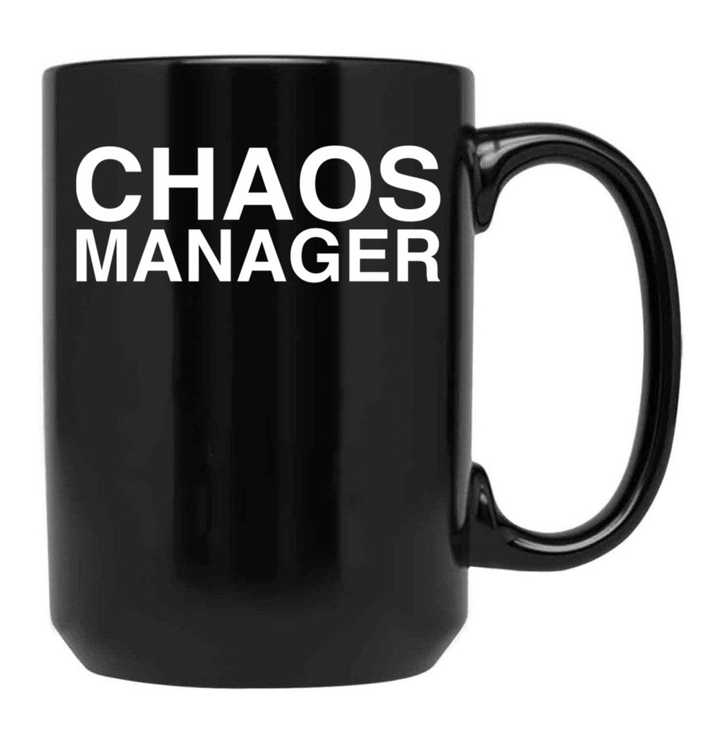Chaos Manager Black Coffee Mug, Gift Coffee Mug
