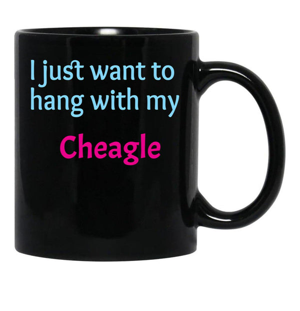 Cheagle I Just Want To Hang With My Chabrador Black Coffee Mug, Gift Coffee Mug - Black