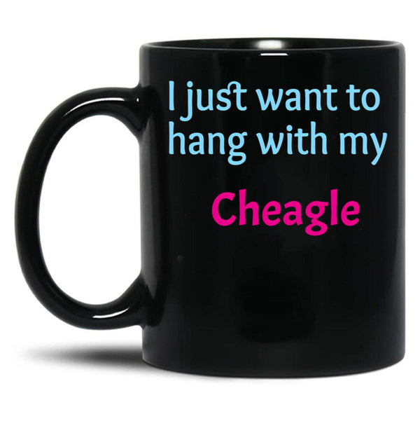 Cheagle I Just Want To Hang With My Chabrador Black Coffee Mug, Gift Coffee Mug - Black