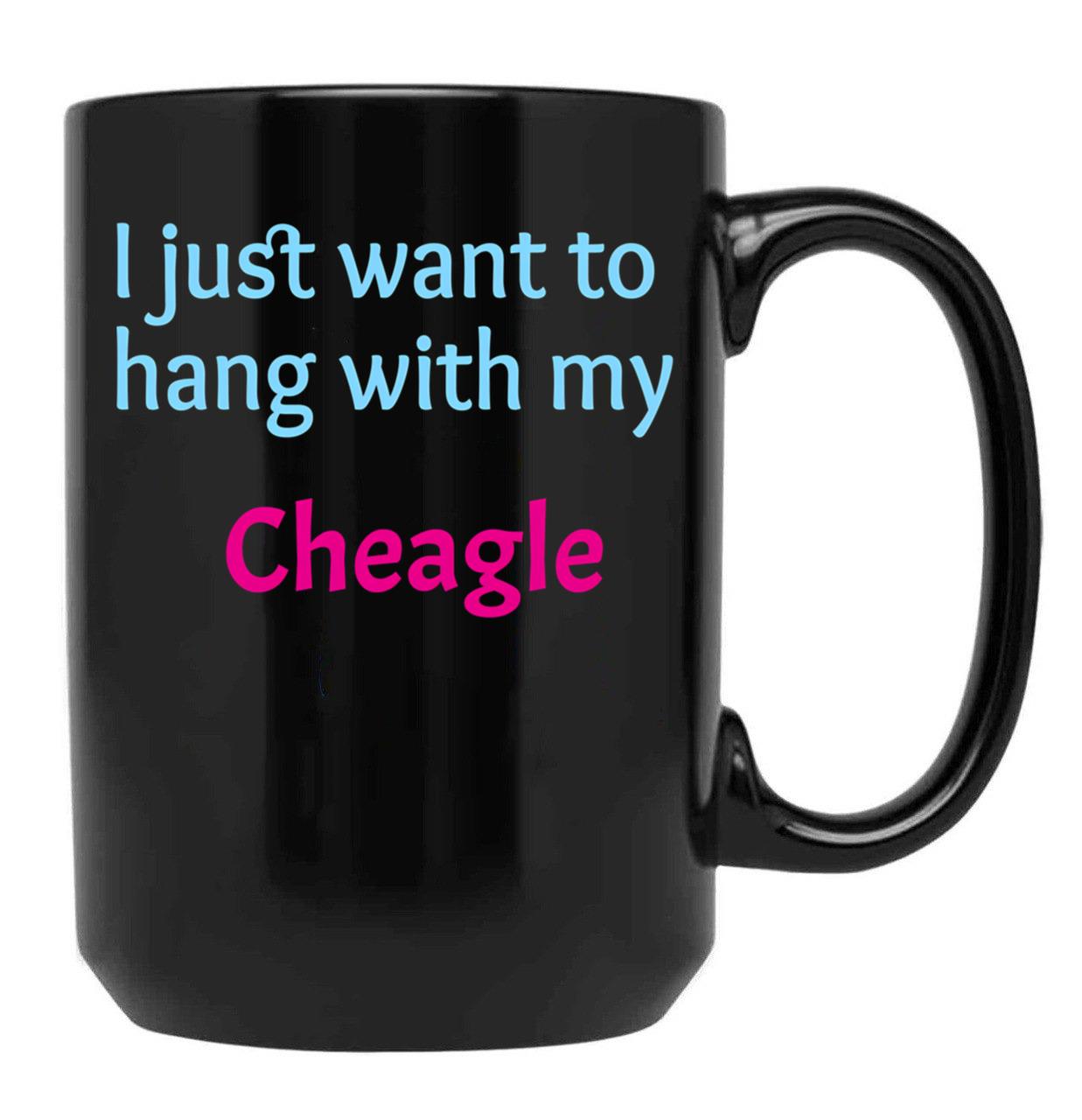 Cheagle I Just Want To Hang With My Chabrador Black Coffee Mug, Gift Coffee Mug