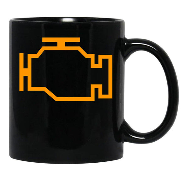 Check Engine. Automotive Mechanic Car Warning Light Black Coffee Mug, Gift Coffee Mug - Black