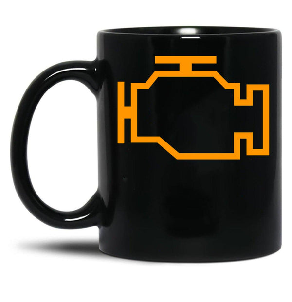 Check Engine. Automotive Mechanic Car Warning Light Black Coffee Mug, Gift Coffee Mug - Black