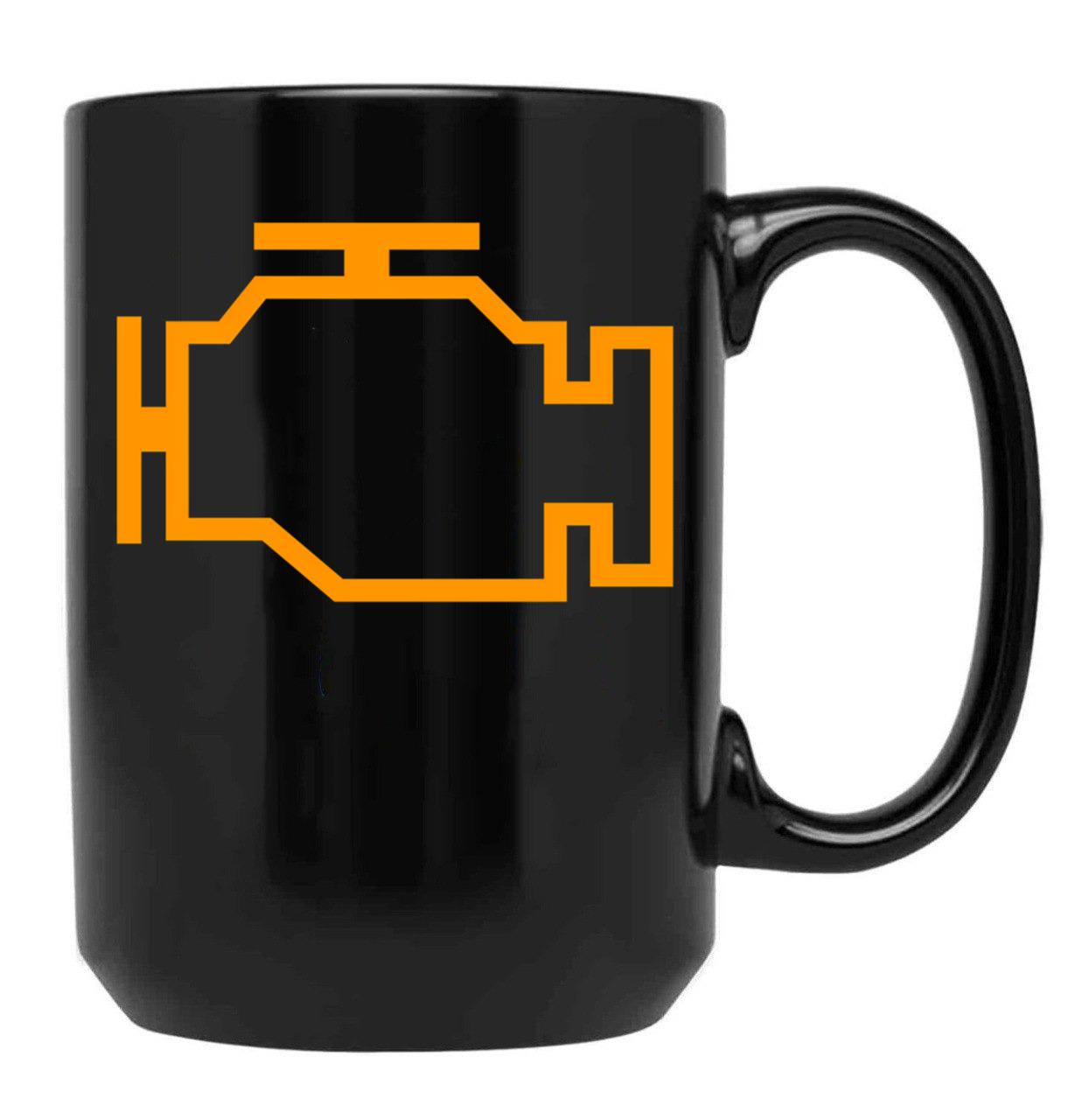 Check Engine. Automotive Mechanic Car Warning Light Black Coffee Mug, Gift Coffee Mug