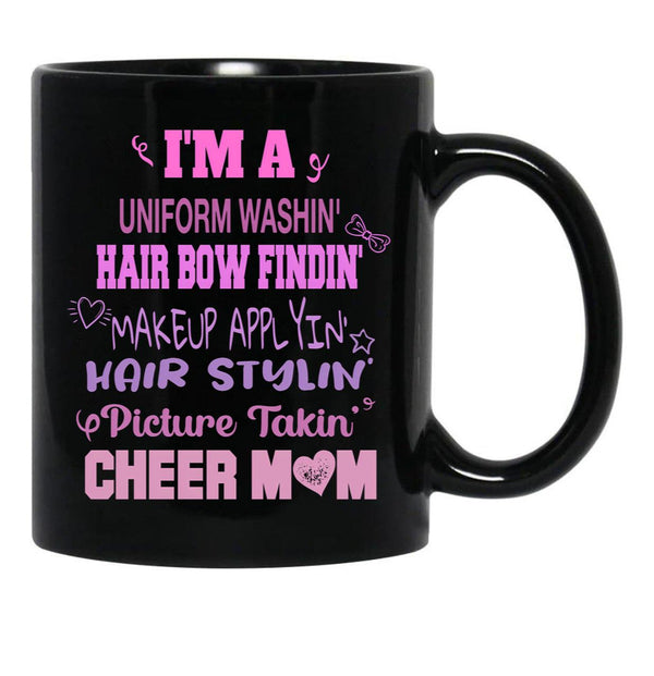 Cheer Mom Funny Cheerleading Cheerleaders Dad Parents Black Coffee Mug, Gift Coffee Mug - Black