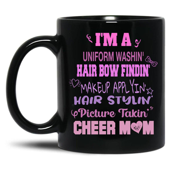 Cheer Mom Funny Cheerleading Cheerleaders Dad Parents Black Coffee Mug, Gift Coffee Mug - Black