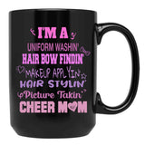 Cheer Mom Funny Cheerleading Cheerleaders Dad Parents Black Coffee Mug, Gift Coffee Mug