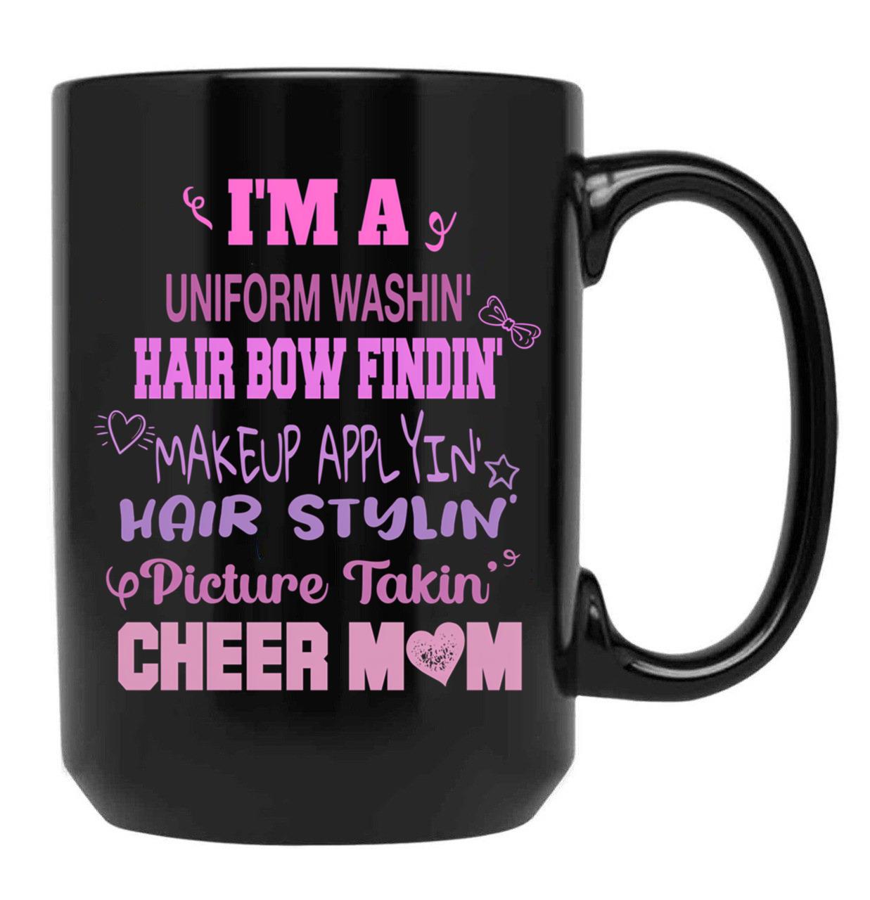 Cheer Mom Funny Cheerleading Cheerleaders Dad Parents Black Coffee Mug, Gift Coffee Mug