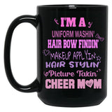 Cheer Mom Funny Cheerleading Cheerleaders Dad Parents Black Coffee Mug, Gift Coffee Mug