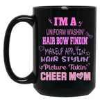 Cheer Mom Funny Cheerleading Cheerleaders Dad Parents Black Coffee Mug, Gift Coffee Mug