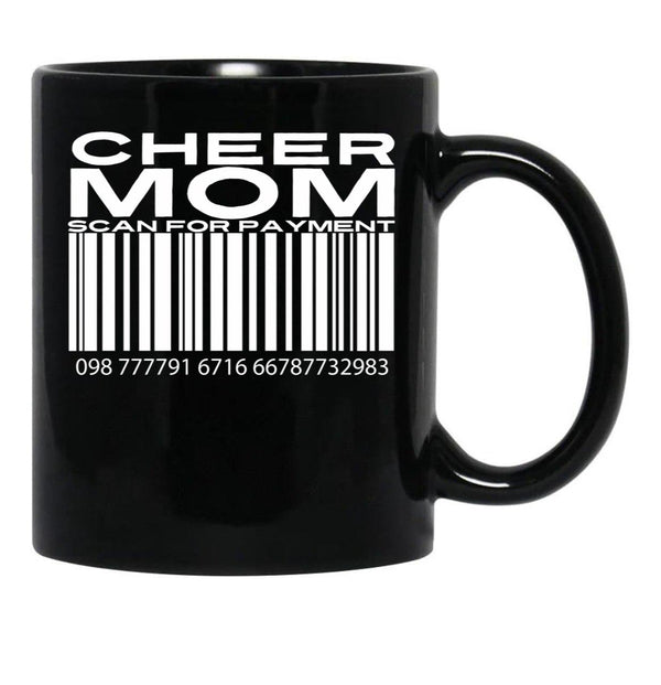 Cheer Mom Scan For Payment (3) Black Coffee Mug, Gift Coffee Mug - Black