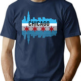 Chicago Skyline Premium Heavyweight Cotton T-Shirt - Navy