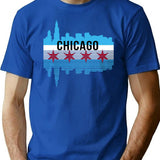 Chicago Skyline Premium Heavyweight Cotton T-Shirt - Blue