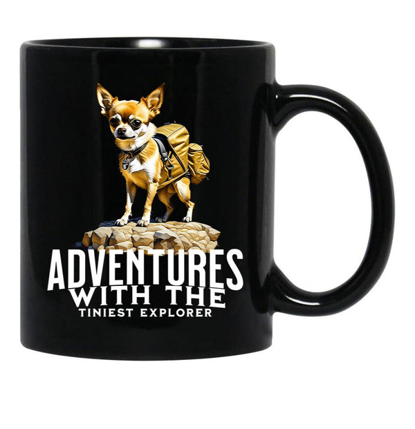 Chihuahua Adventures - Cute Dog - Cute Chihuahua Black Coffee Mug, Gift Coffee Mug - Black
