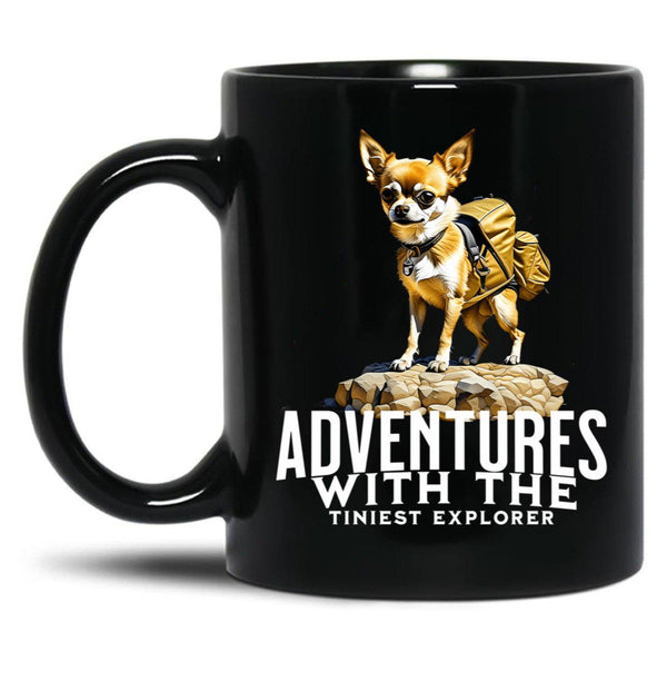 Chihuahua Adventures - Cute Dog - Cute Chihuahua Black Coffee Mug, Gift Coffee Mug - Black
