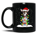 Chihuahua Christmas Santa Hat Xmas Color Lights Black Coffee Mug, Gift Coffee Mug - Black