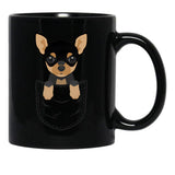 Chihuahua Dog In Pocket Black Coffee Mug, Gift Coffee Mug - Black