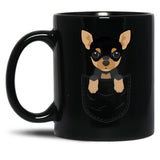 Chihuahua Dog In Pocket Black Coffee Mug, Gift Coffee Mug - Black
