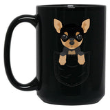 Chihuahua Dog In Pocket Black Coffee Mug, Gift Coffee Mug