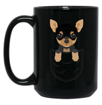 Chihuahua Dog In Pocket Black Coffee Mug, Gift Coffee Mug