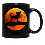 Chihuahua Dog Silhouette Moon Chiwawa Lover Black Coffee Mug, Gift Coffee Mug - Black