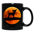 Chihuahua Dog Silhouette Moon Chiwawa Lover Black Coffee Mug, Gift Coffee Mug - Black