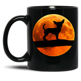Chihuahua Dog Silhouette Moon Chiwawa Lover Black Coffee Mug, Gift Coffee Mug - Black