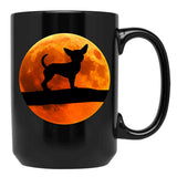 Chihuahua Dog Silhouette Moon Chiwawa Lover Black Coffee Mug, Gift Coffee Mug