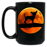 Chihuahua Dog Silhouette Moon Chiwawa Lover Black Coffee Mug, Gift Coffee Mug