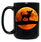Chihuahua Dog Silhouette Moon Chiwawa Lover Black Coffee Mug, Gift Coffee Mug