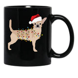 Chihuahua Holiday Christmas Light Black Coffee Mug, Gift Coffee Mug - Black