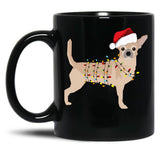 Chihuahua Holiday Christmas Light Black Coffee Mug, Gift Coffee Mug - Black