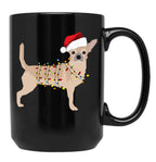 Chihuahua Holiday Christmas Light Black Coffee Mug, Gift Coffee Mug