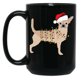 Chihuahua Holiday Christmas Light Black Coffee Mug, Gift Coffee Mug