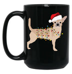 Chihuahua Holiday Christmas Light Black Coffee Mug, Gift Coffee Mug