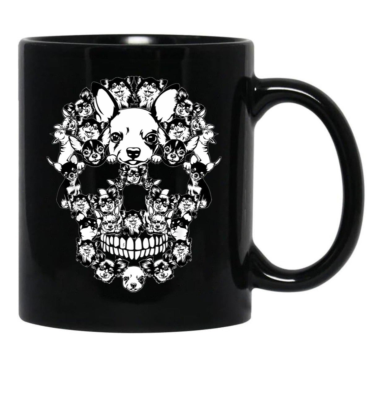 Chihuahua Skull Black Coffee Mug, Gift Coffee Mug - Black