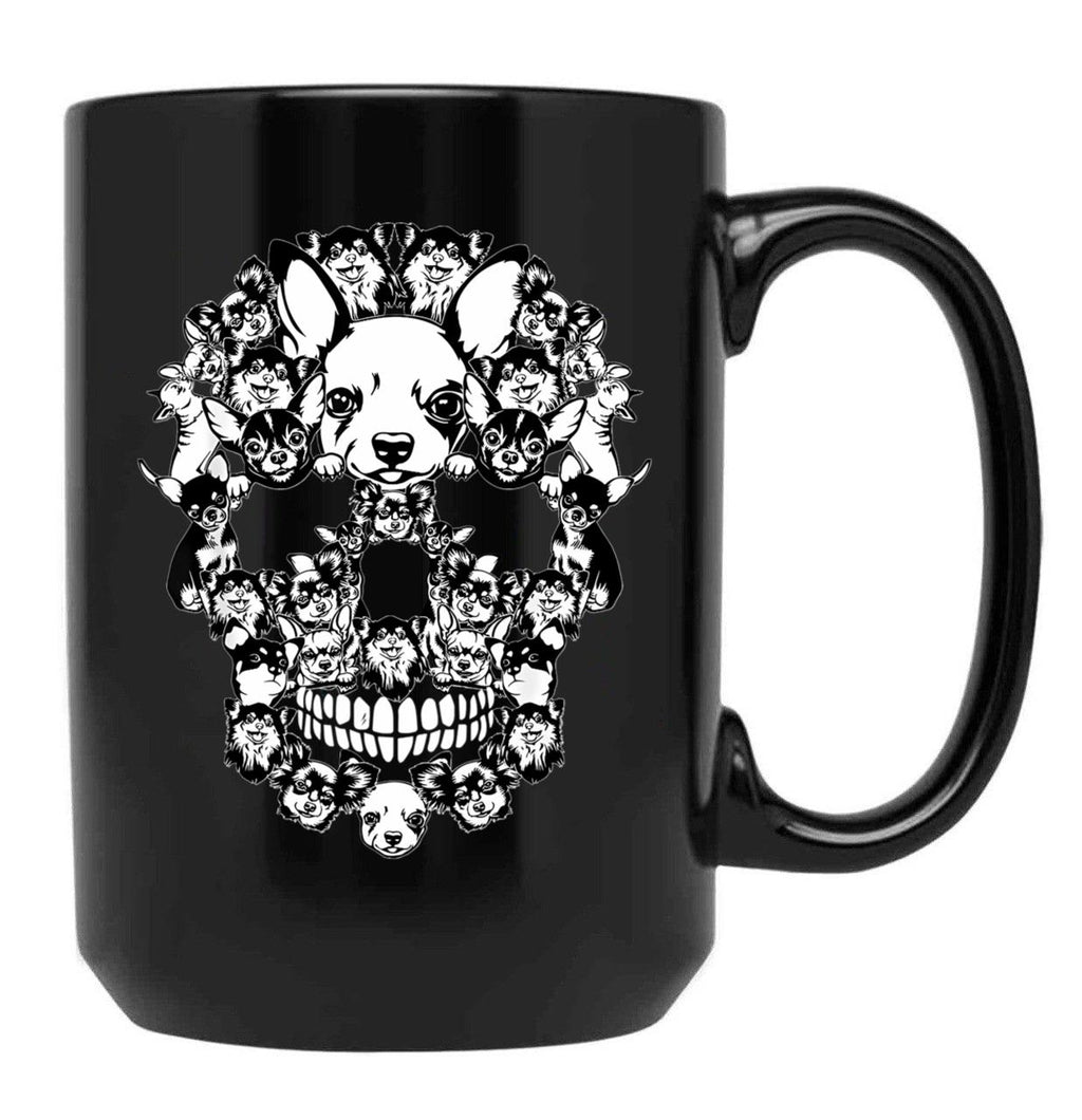 Chihuahua Skull Black Coffee Mug, Gift Coffee Mug