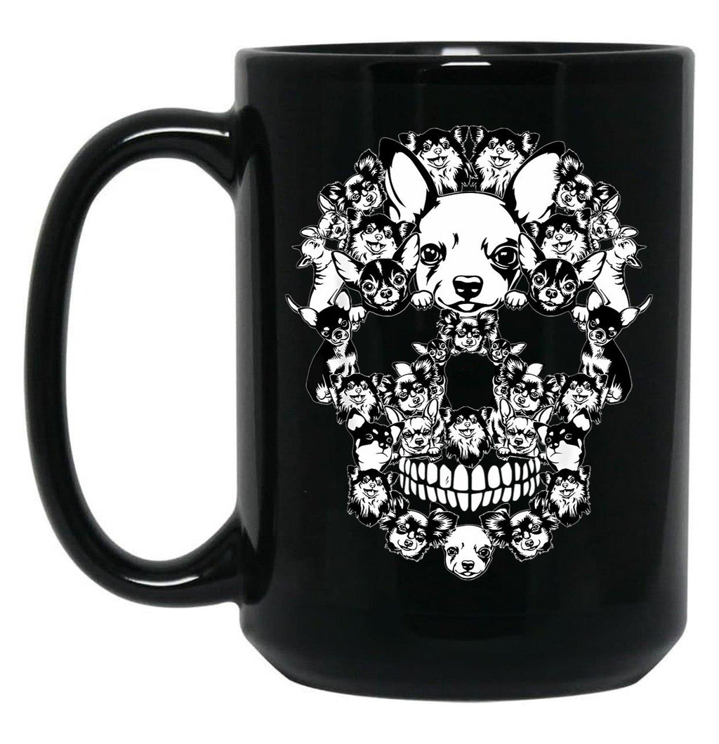 Chihuahua Skull Black Coffee Mug, Gift Coffee Mug