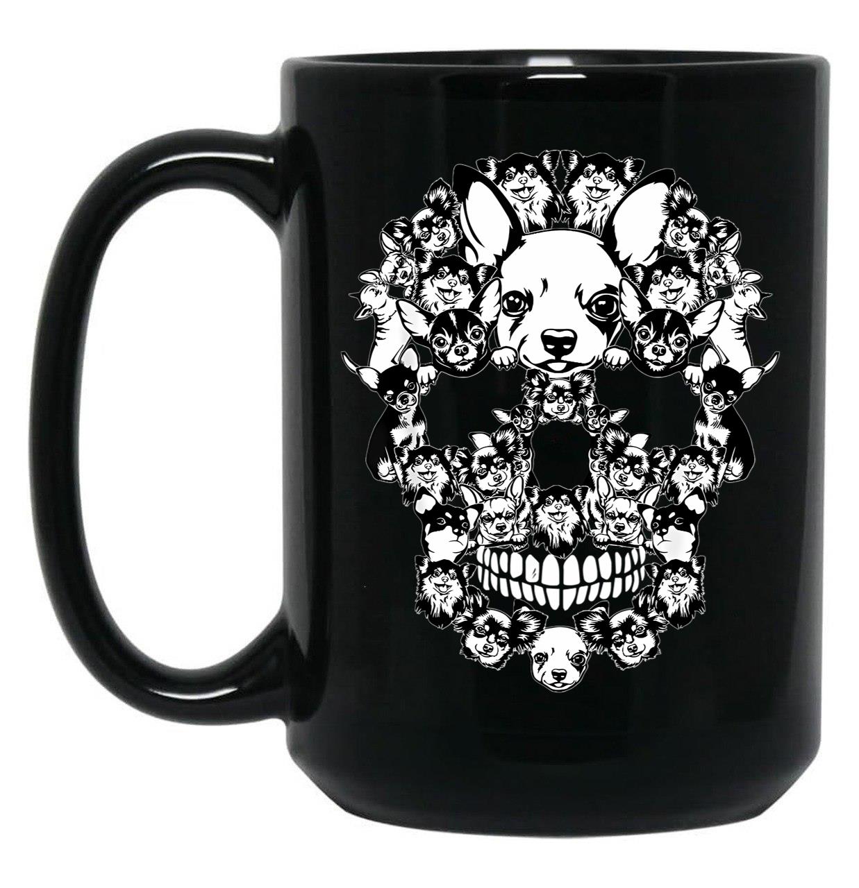 Chihuahua Skull Black Coffee Mug, Gift Coffee Mug