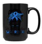 Child Abuse Prevention Warrior Messy Hair Bun Black Coffee Mug, Gift Coffee Mug