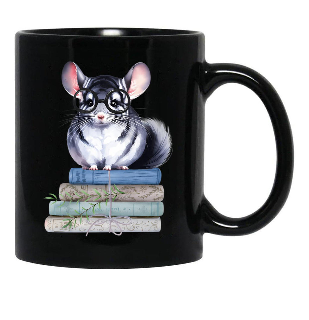 Chinchilla And Books Black Coffee Mug, Gift Coffee Mug - Black