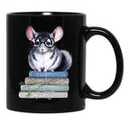 Chinchilla And Books Black Coffee Mug, Gift Coffee Mug - Black
