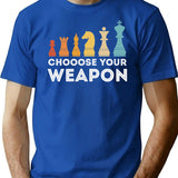 Choose Your Weapon Chess T-Shirt for Men & Women, T-Shirts Graphic Tee - Blue