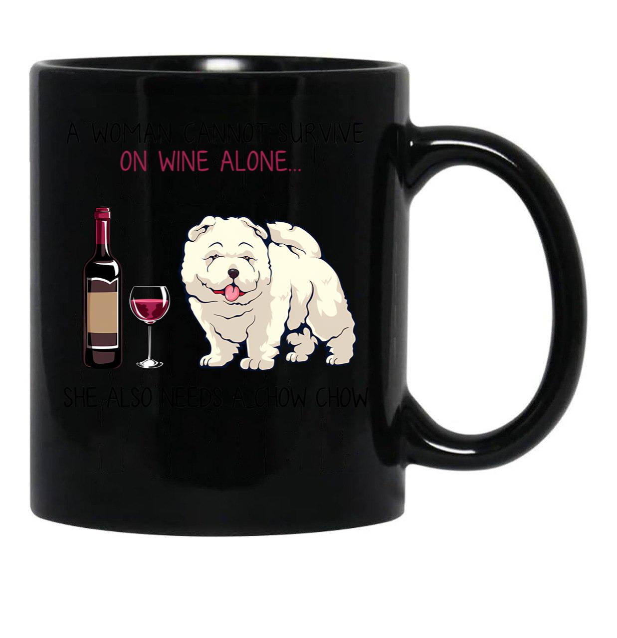 Chow Chow And Wine Funny Dog Black Coffee Mug, Gift Coffee Mug - Black