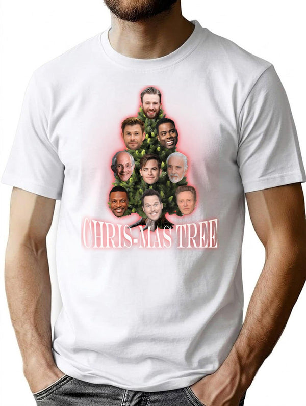 Chris-Mas Tree T-Shirt for Men & Women, T-Shirts Graphic Tee - White