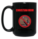 Christian Moms Against Feathers Mcgraw Black Coffee Mug, Gift Coffee Mug