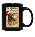 Christmas Angel Dachshund Dog Santa Hat Quotes Xmas Black Coffee Mug - Black