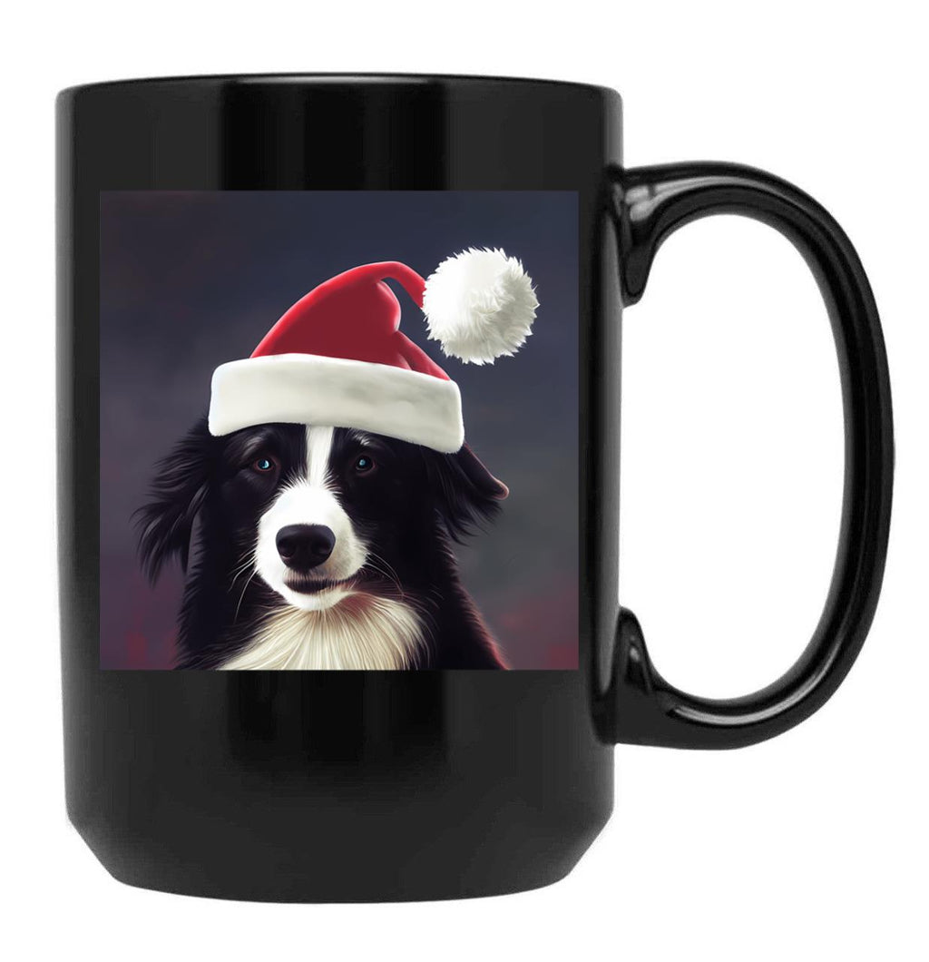 Christmas Border Collie - Perfect For Animal Lovers Black Coffee Mug, Gift Coffee Mug