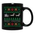 Christmas Dachshund Wiener Dog Dachshund Ugly Christmas Sweater Black Coffee Mug, Gift Coffee Mug - Black