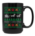 Christmas Dachshund Wiener Dog Dachshund Ugly Christmas Sweater Black Coffee Mug, Gift Coffee Mug